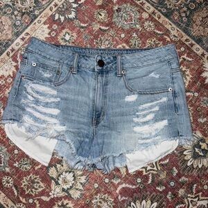 American Eagle Outfitters Women's Distressed Blue Denim Shorts